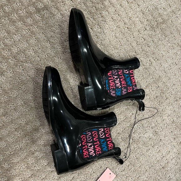 New JUICY COUTURE Romance Black Heart Graffiti MultiColor Rain Boots - Picture 6 of 16